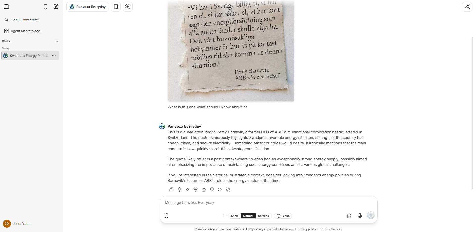 Panvoxx analyzing an uploaded image and explaining its content